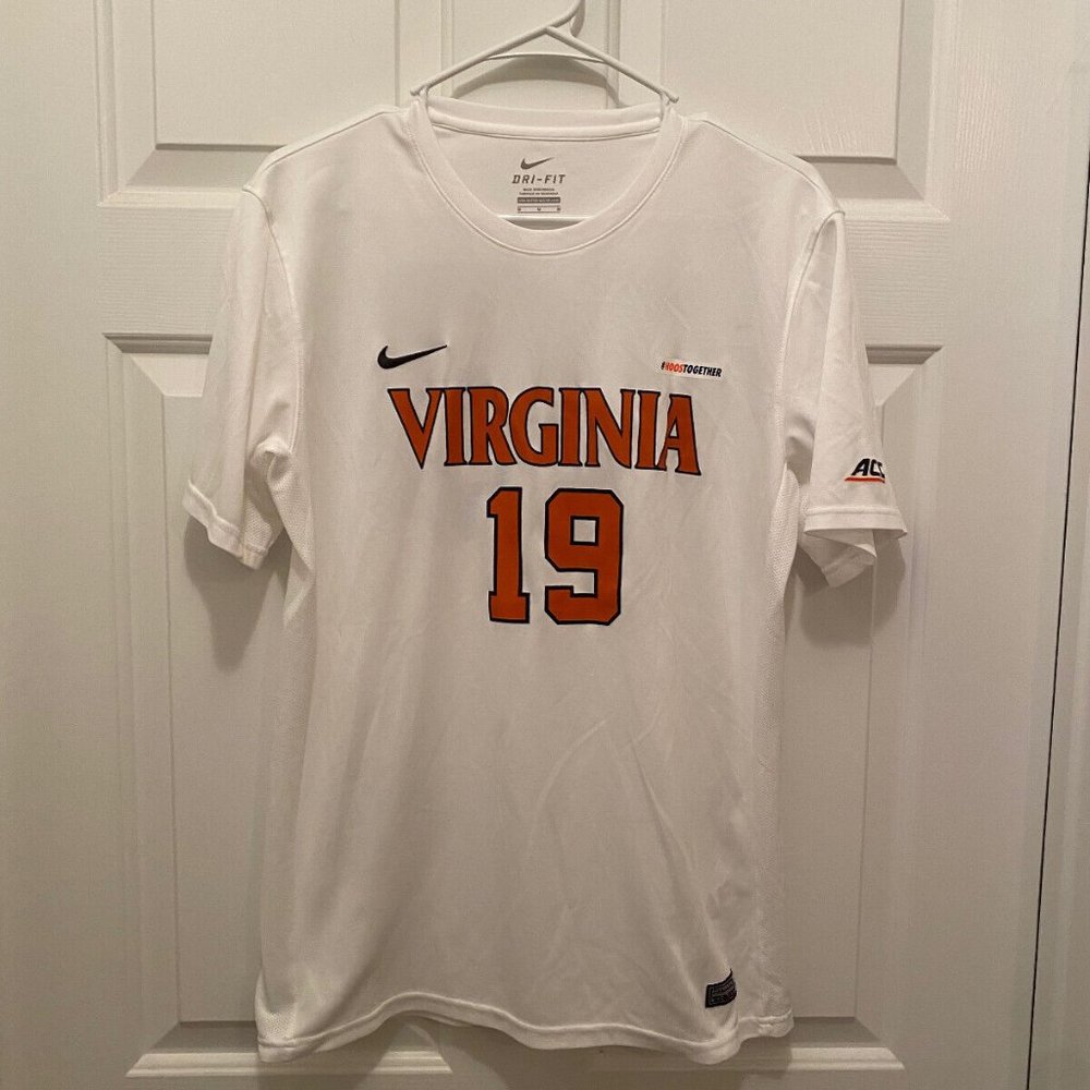 Virginia UVA Cavaliers Women's Soccer #19 Game Worn White Nike Jersey Medium